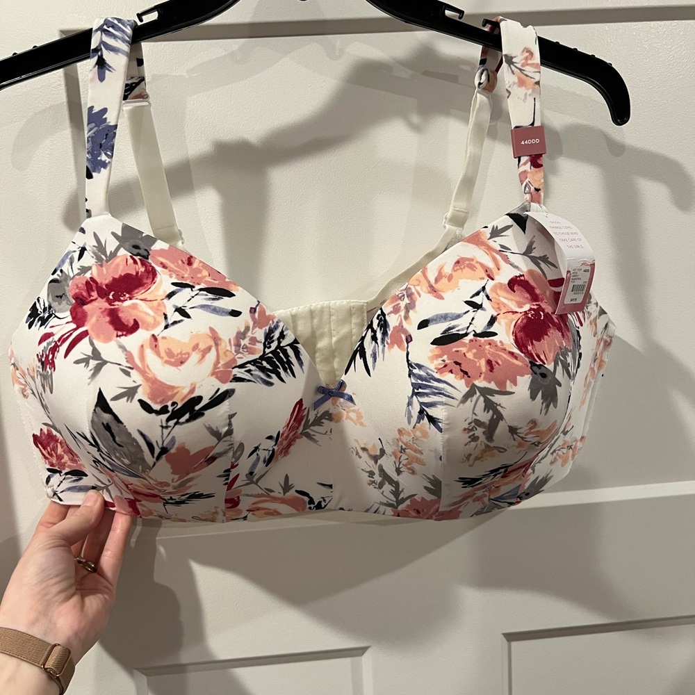 Cacique Floral Bra - Cream, Pink, and Blue